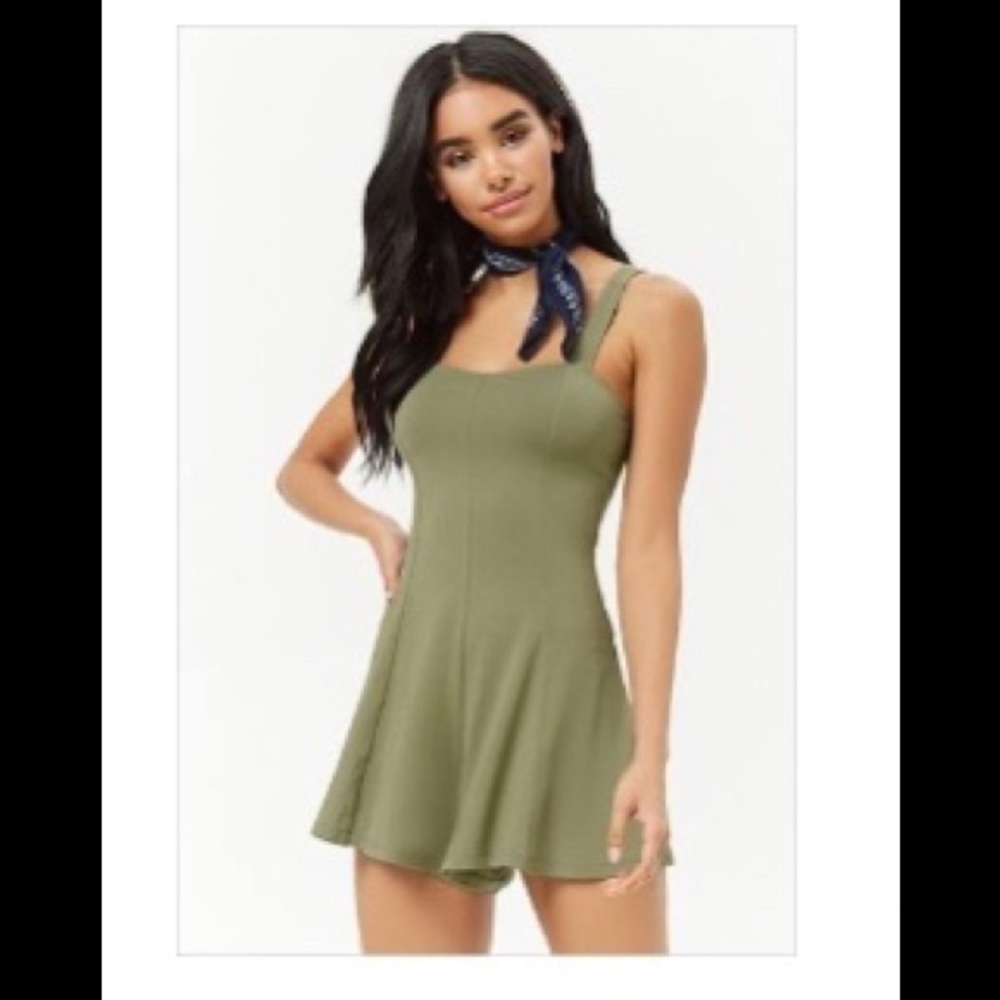 Military green romper